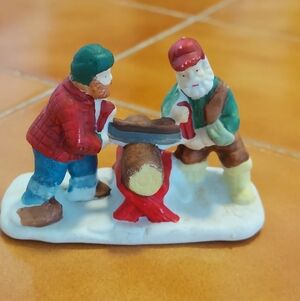 Lemax Two-man Saw Log Christmas Village Figurine